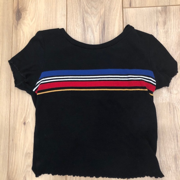 Garage Black Crop top with a Colourful stripe - Picture 3 of 5